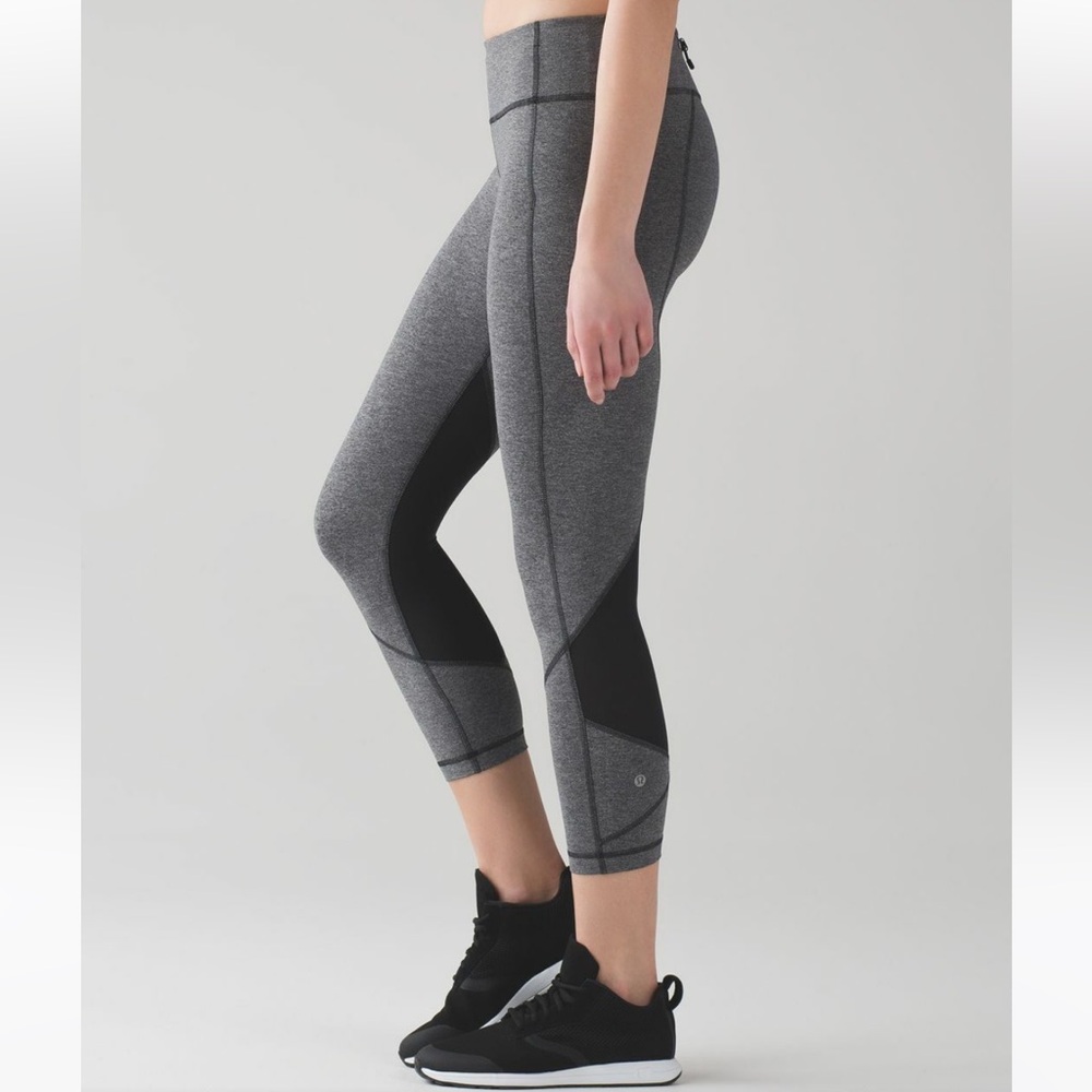 Lululemon Pace Rival Crop Heathered Black / Black | size 4